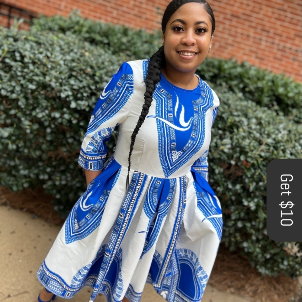 Zeta Phi Beta Blue Dashikis Dress